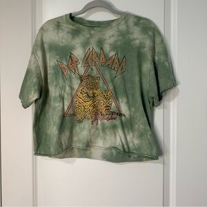 Band Tee Def Leopard Large Green tie-dye Graphic T-Shirt